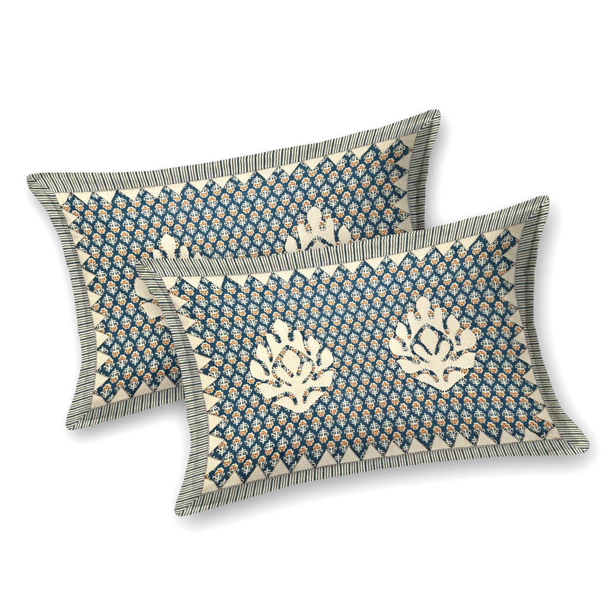 Rajasthani Cotton King Size Printed Flat Bedsheet  90*108 With 2 Zipper Pillow Cover
