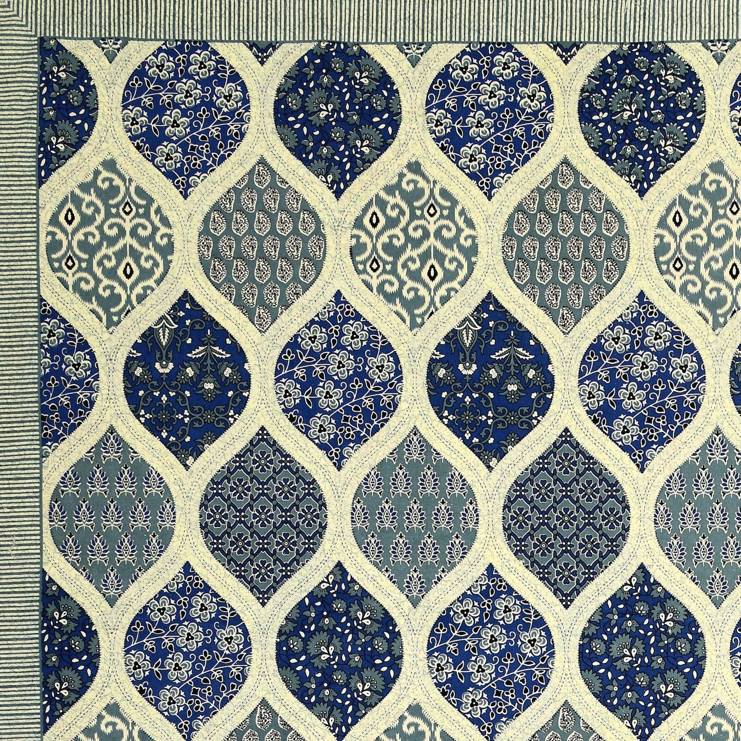 Rajasthani Cotton King Size Printed Flat Bedsheet  90*108 With 2 Zipper Pillow Cover