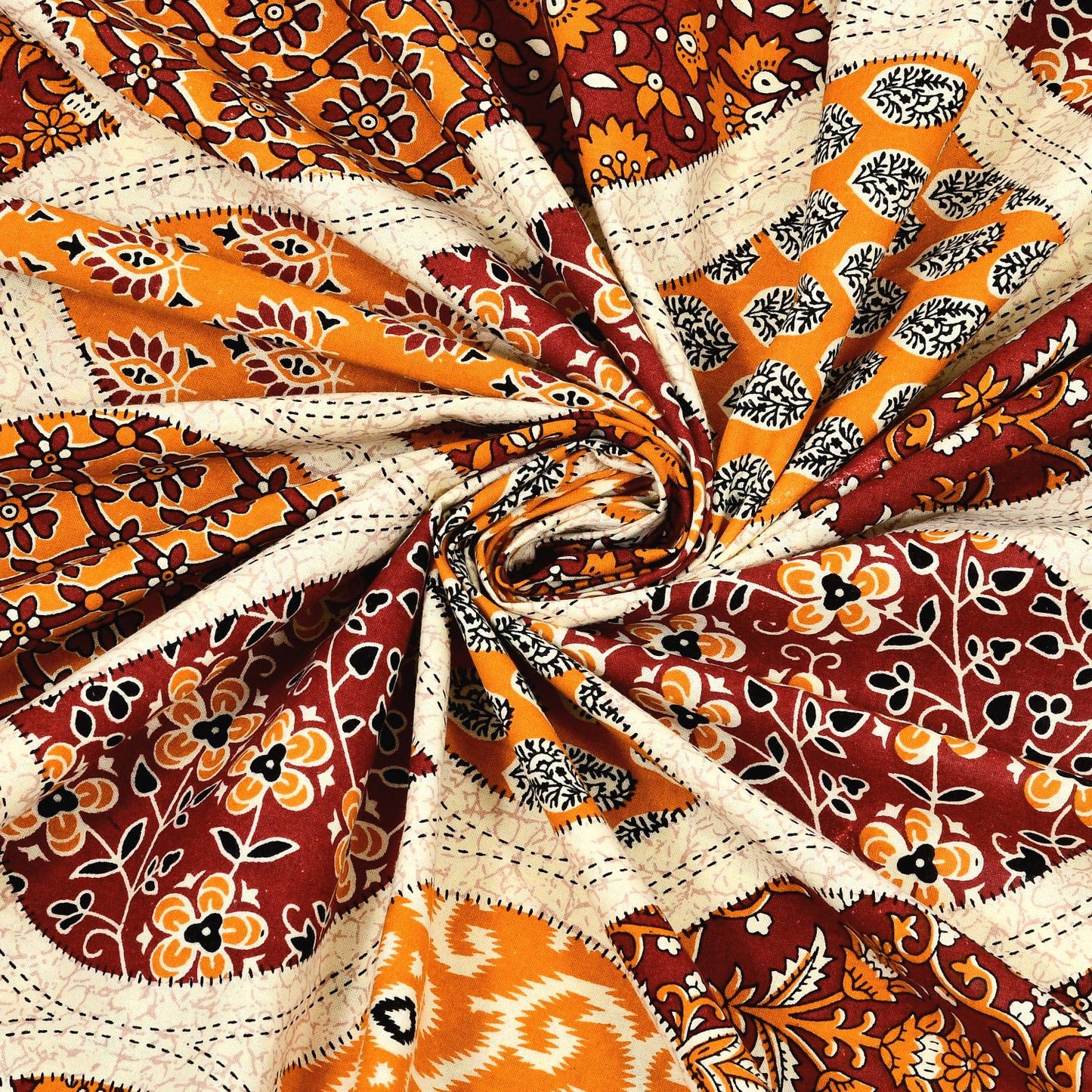 Rajasthani Cotton King Size Printed Flat Bedsheet  90*108 With 2 Zipper Pillow Cover