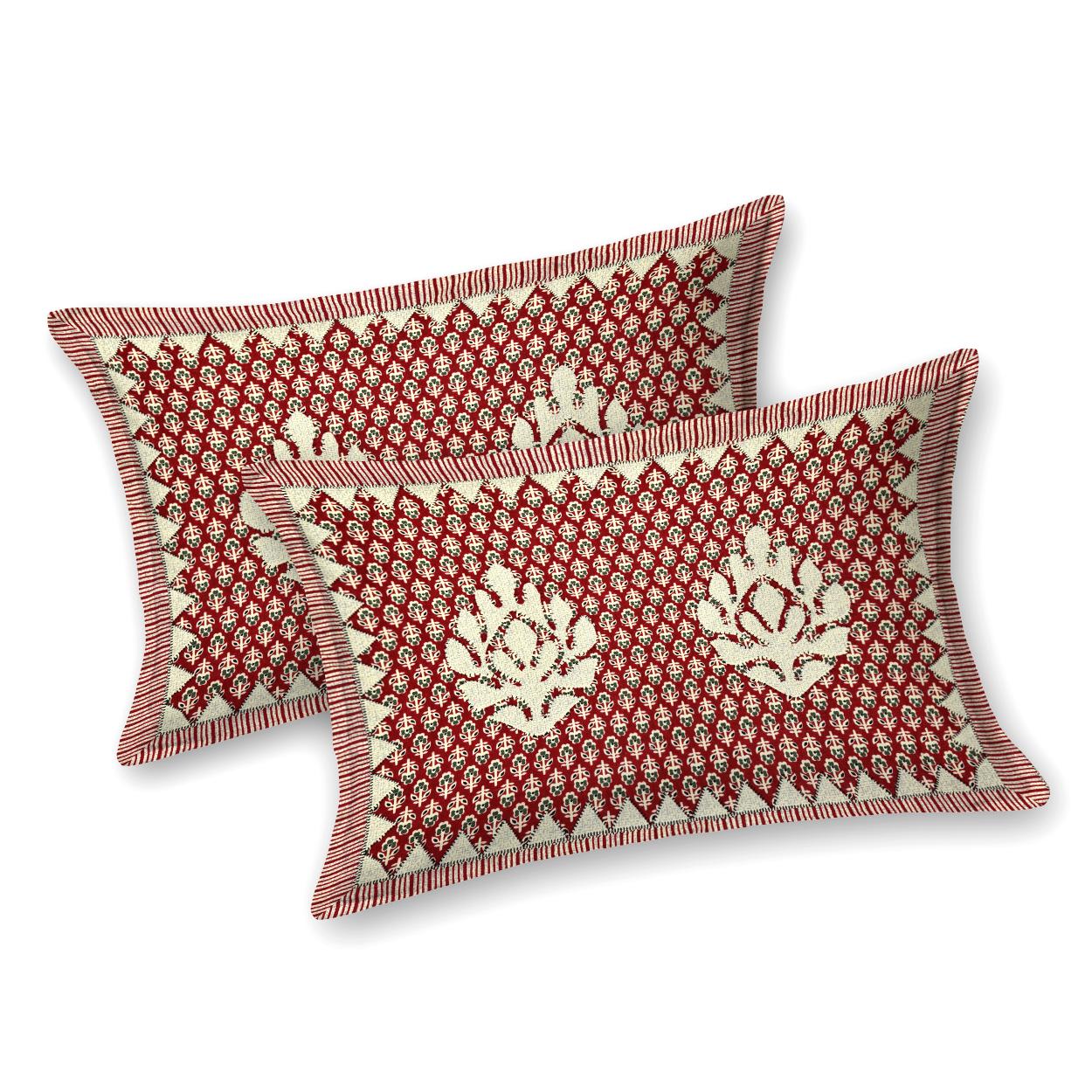 Rajasthani Cotton King Size Printed Flat Bedsheet  90*108 With 2 Zipper Pillow Cover