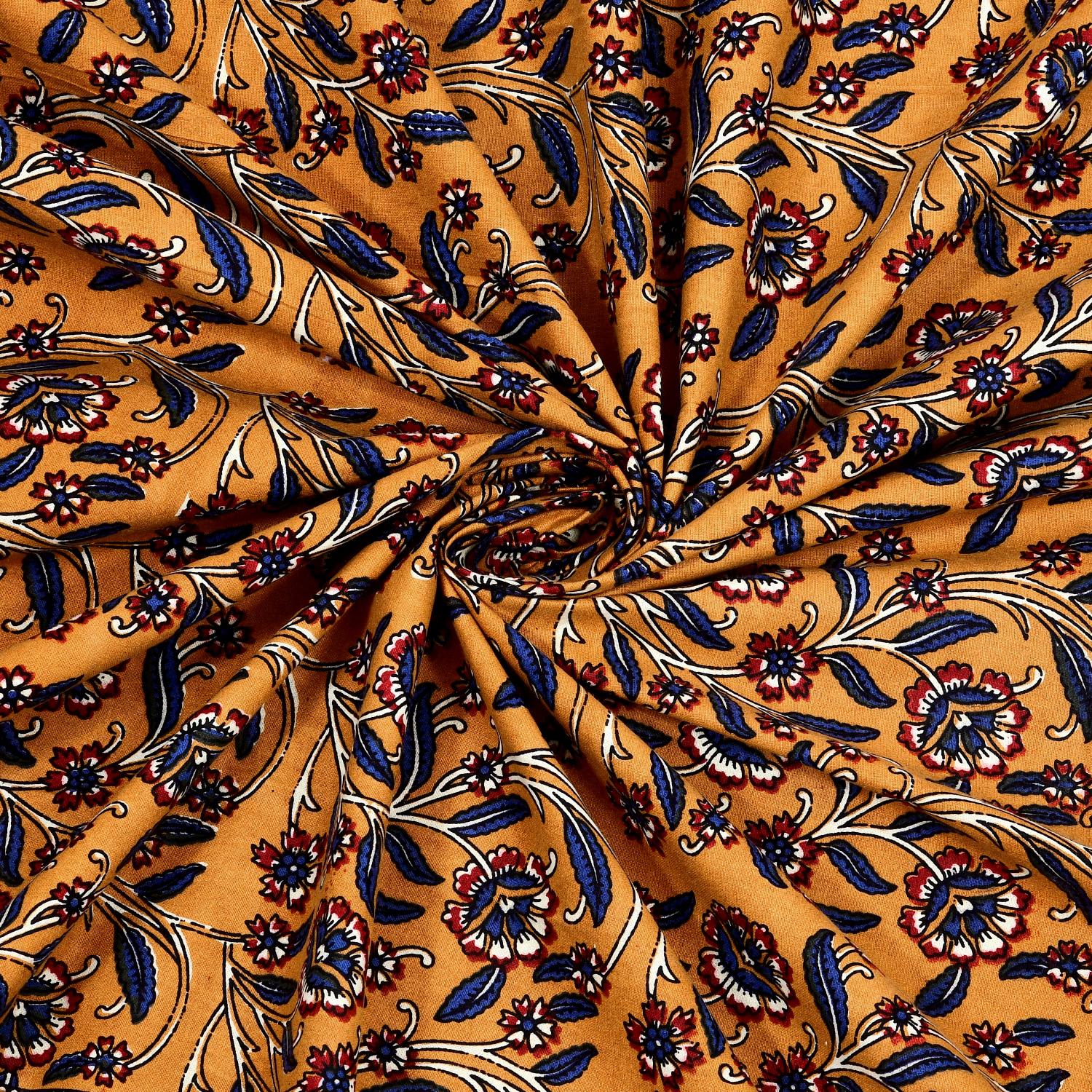 Rajasthani Cotton King Size Printed Flat Bedsheet  90*108 With 2 Zipper Pillow Cover