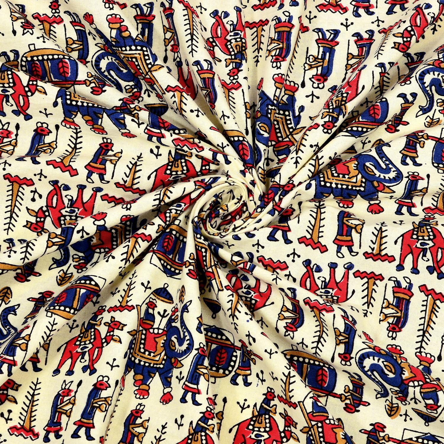 Rajasthani Cotton King Size Printed Flat Bedsheet  90*108 With 2 Zipper Pillow Cover