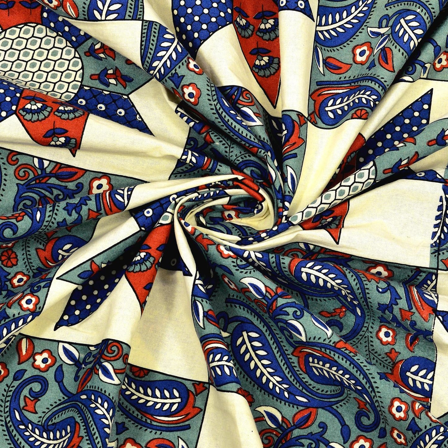 Rajasthani Cotton King Size Printed Flat Bedsheet  90*108 With 2 Zipper Pillow Cover