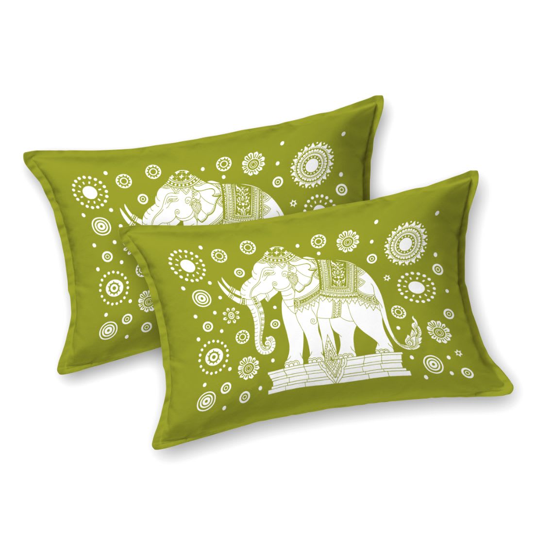 Rajasthani Elephant Printed Cotton Double Bed Sheet  with 2 Pillow Cover