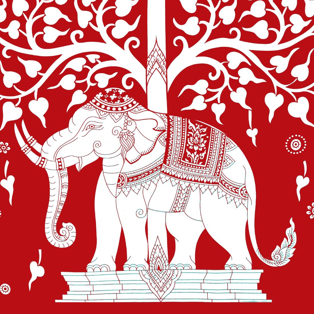 Rajasthani Elephant Printed Cotton Double Bed Sheet  with 2 Pillow Cover
