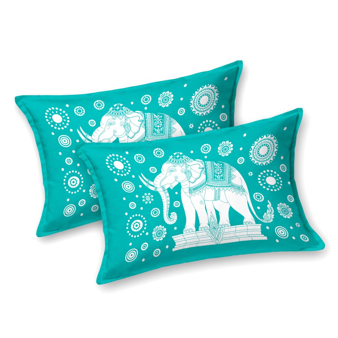 Rajasthani Elephant Printed Cotton Double Bed Sheet  with 2 Pillow Cover