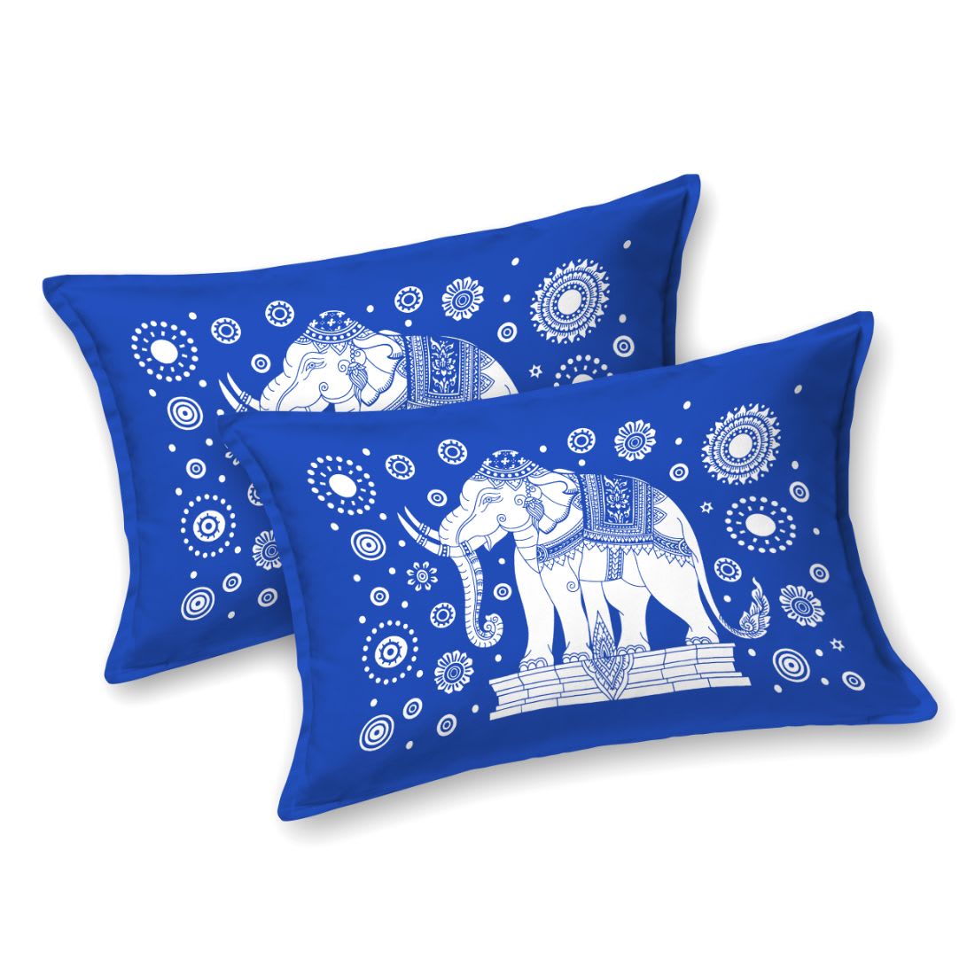Rajasthani Elephant Printed Cotton Double Bed Sheet  with 2 Pillow Cover