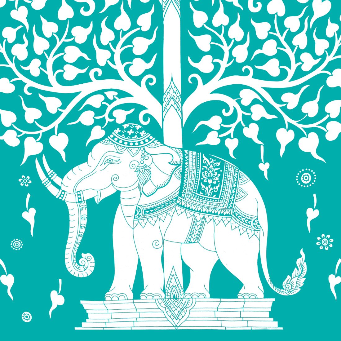 Rajasthani Elephant Printed Cotton Double Bed Sheet  with 2 Pillow Cover