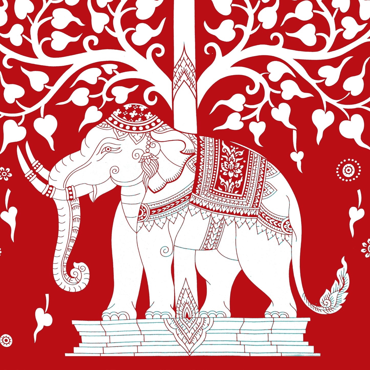 Rajasthani Elephant Printed Cotton Single Bed Sheet  with 1 Pillow Cover
