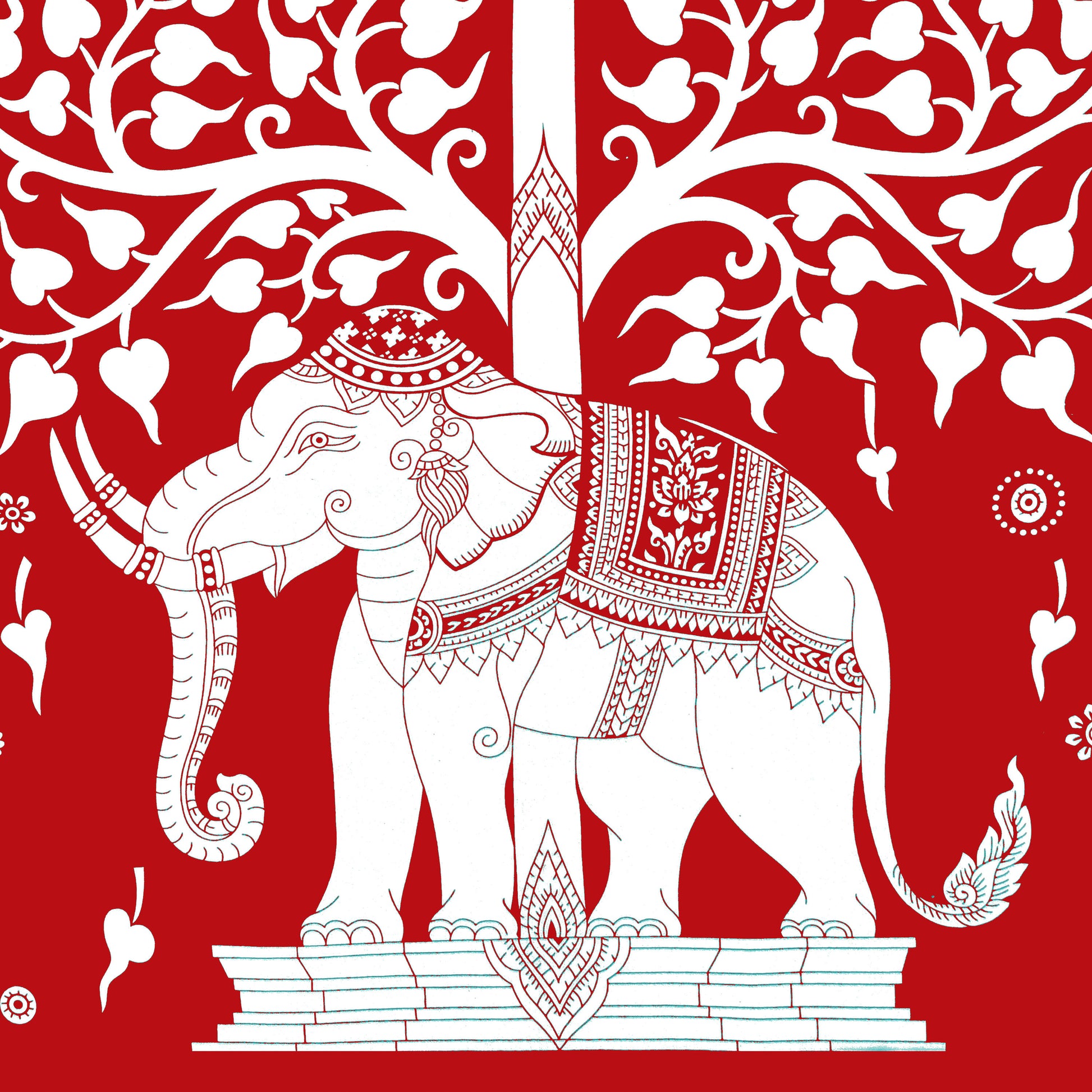 Rajasthani Elephant Printed Cotton Single Bed Sheet  with 1 Pillow Cover