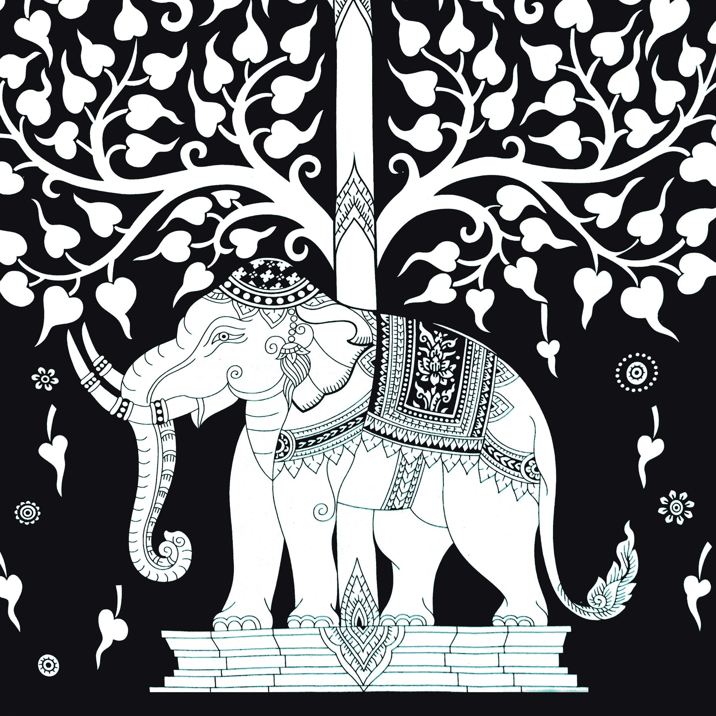 Rajasthani Elephant Printed Cotton Single Bed Sheet  with 1 Pillow Cover