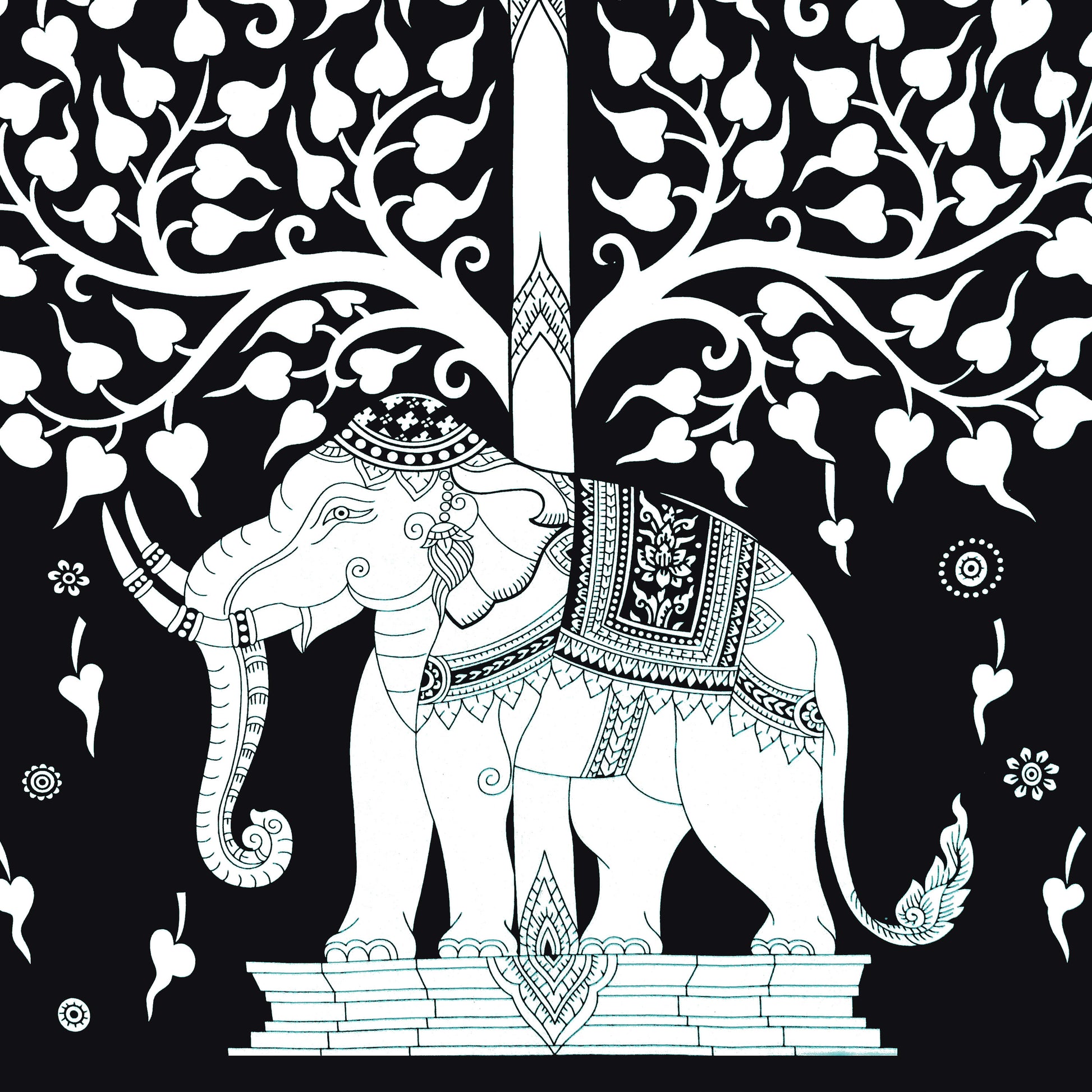 Rajasthani Elephant Printed Cotton Single Bed Sheet  with 1 Pillow Cover