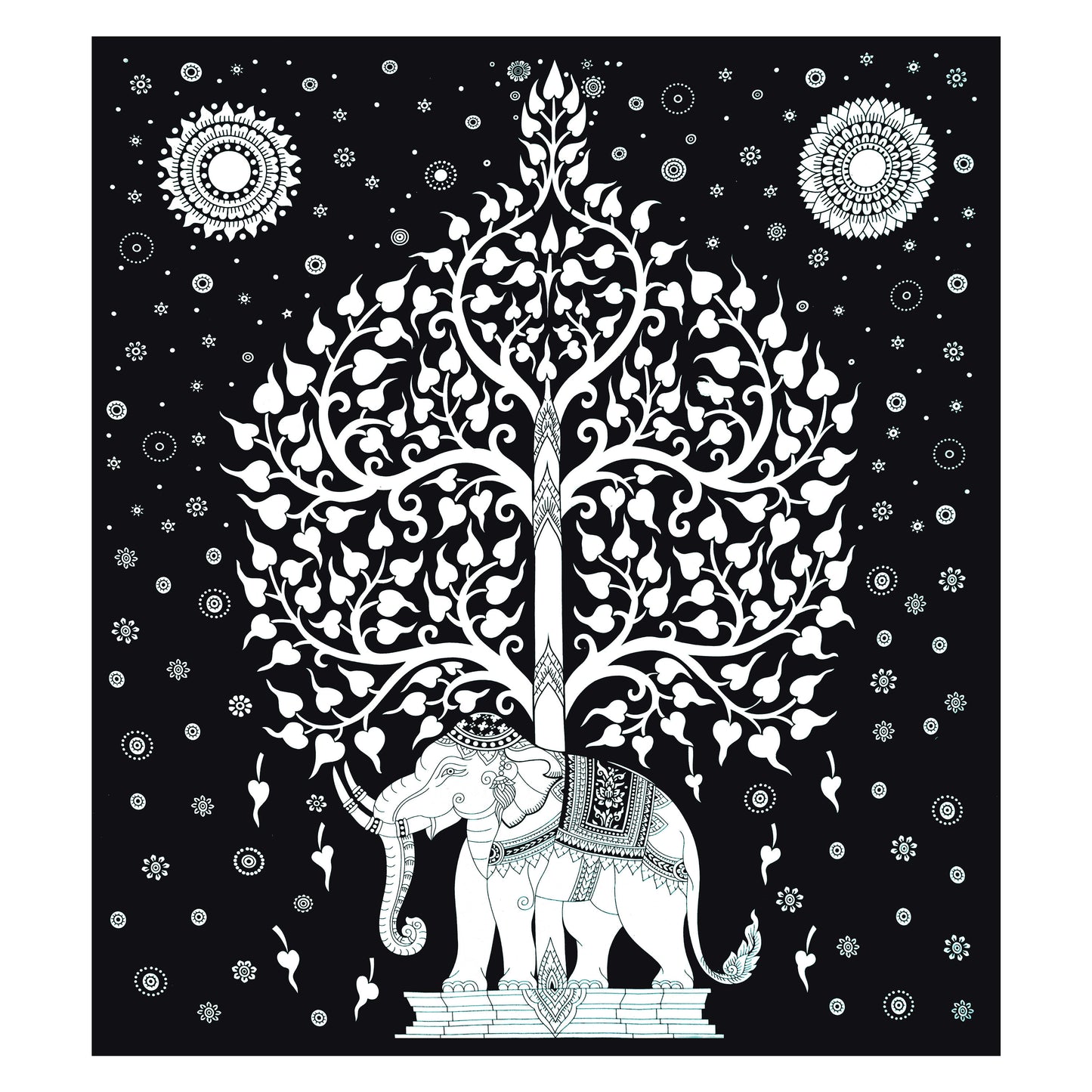 Rajasthani Elephant Printed Cotton Single Bed Sheet  with 1 Pillow Cover