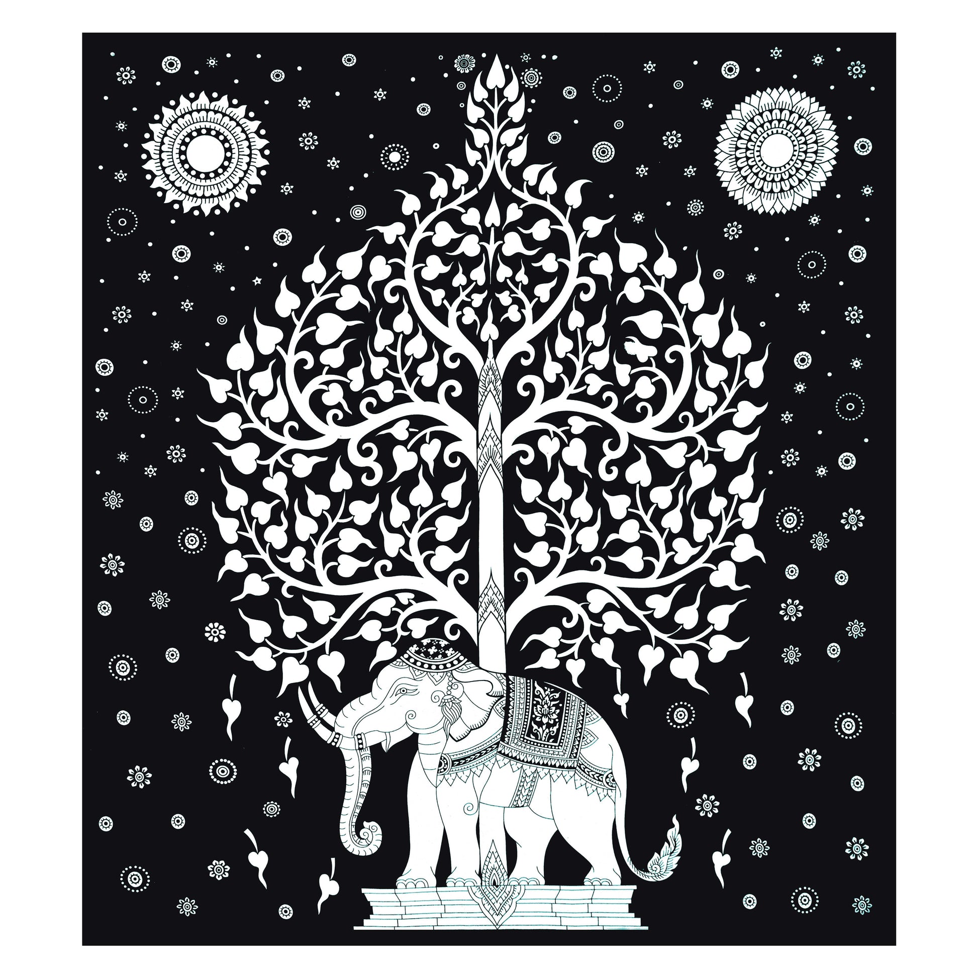 Rajasthani Elephant Printed Cotton Single Bed Sheet  with 1 Pillow Cover
