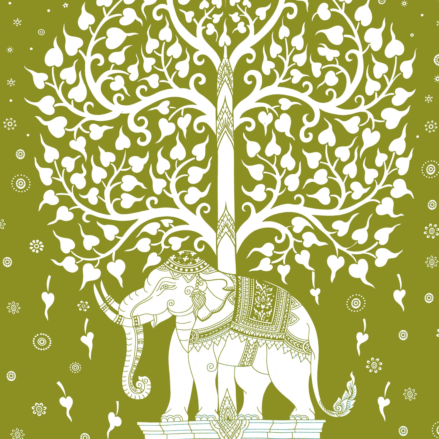 Rajasthani Elephant Printed Cotton Single Bed Sheet  with 1 Pillow Cover