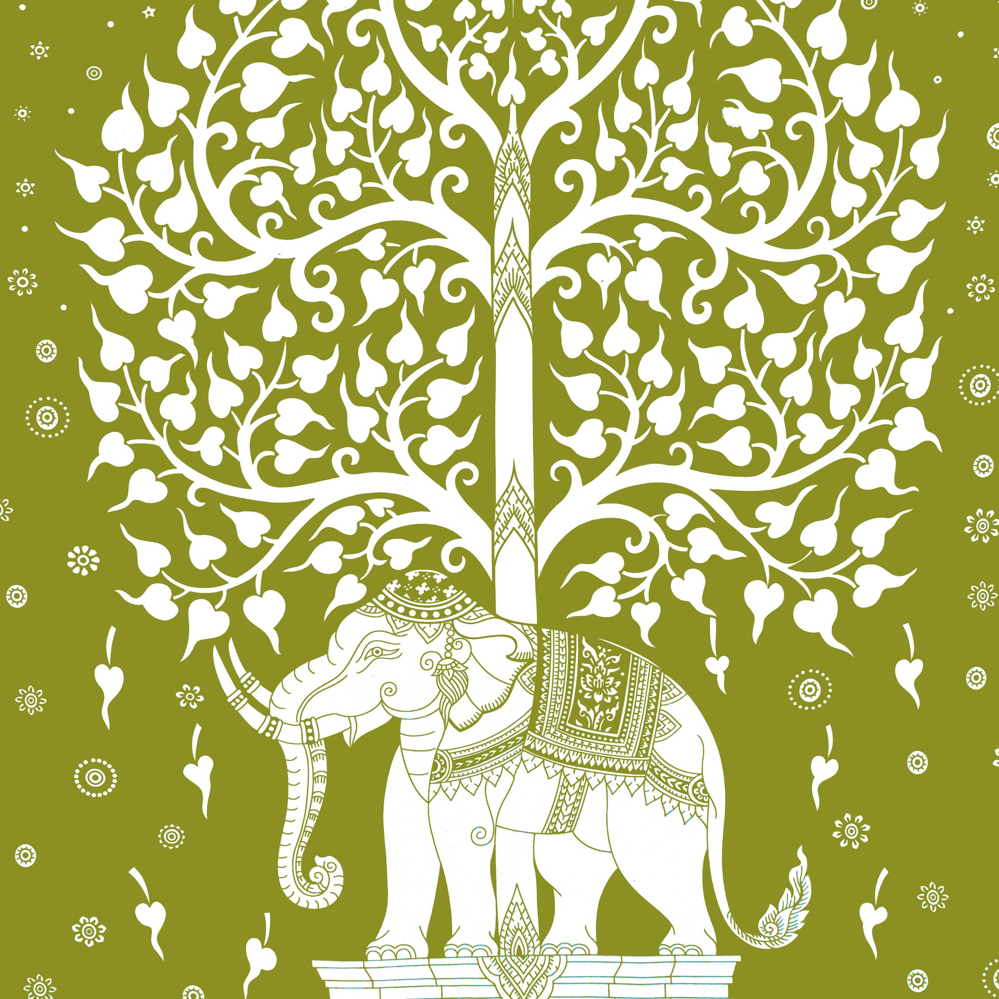 Rajasthani Elephant Printed Cotton Single Bed Sheet  with 1 Pillow Cover