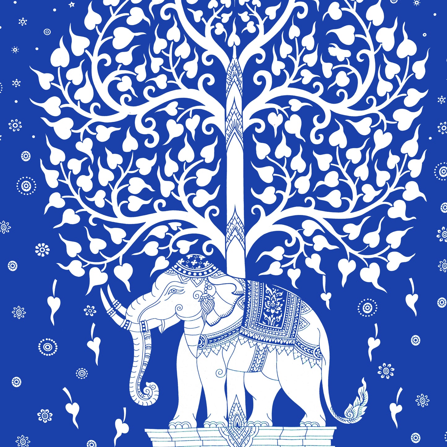 Rajasthani Elephant Printed Cotton Single Bed Sheet  with 1 Pillow Cover