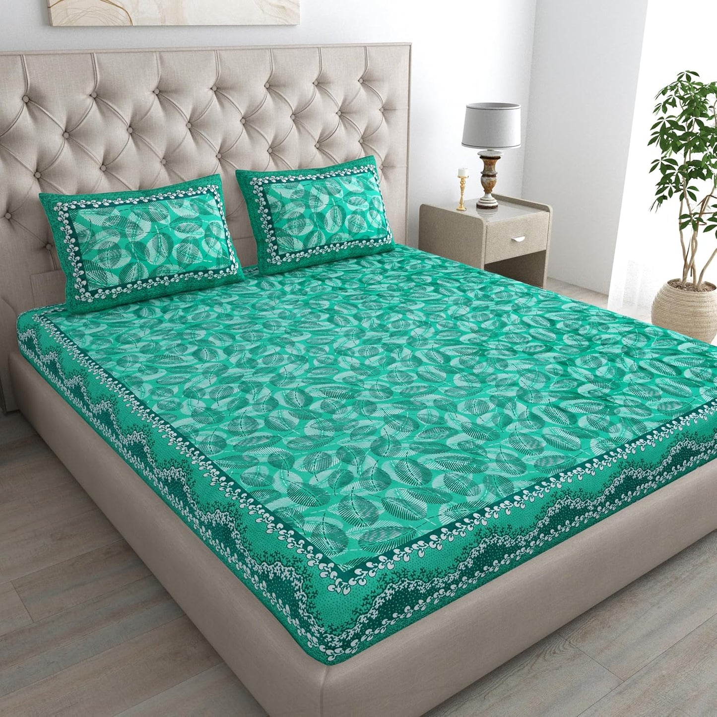 Jaipuri Cotton Double  Flat Bedsheet  With 2 Pillow Cover