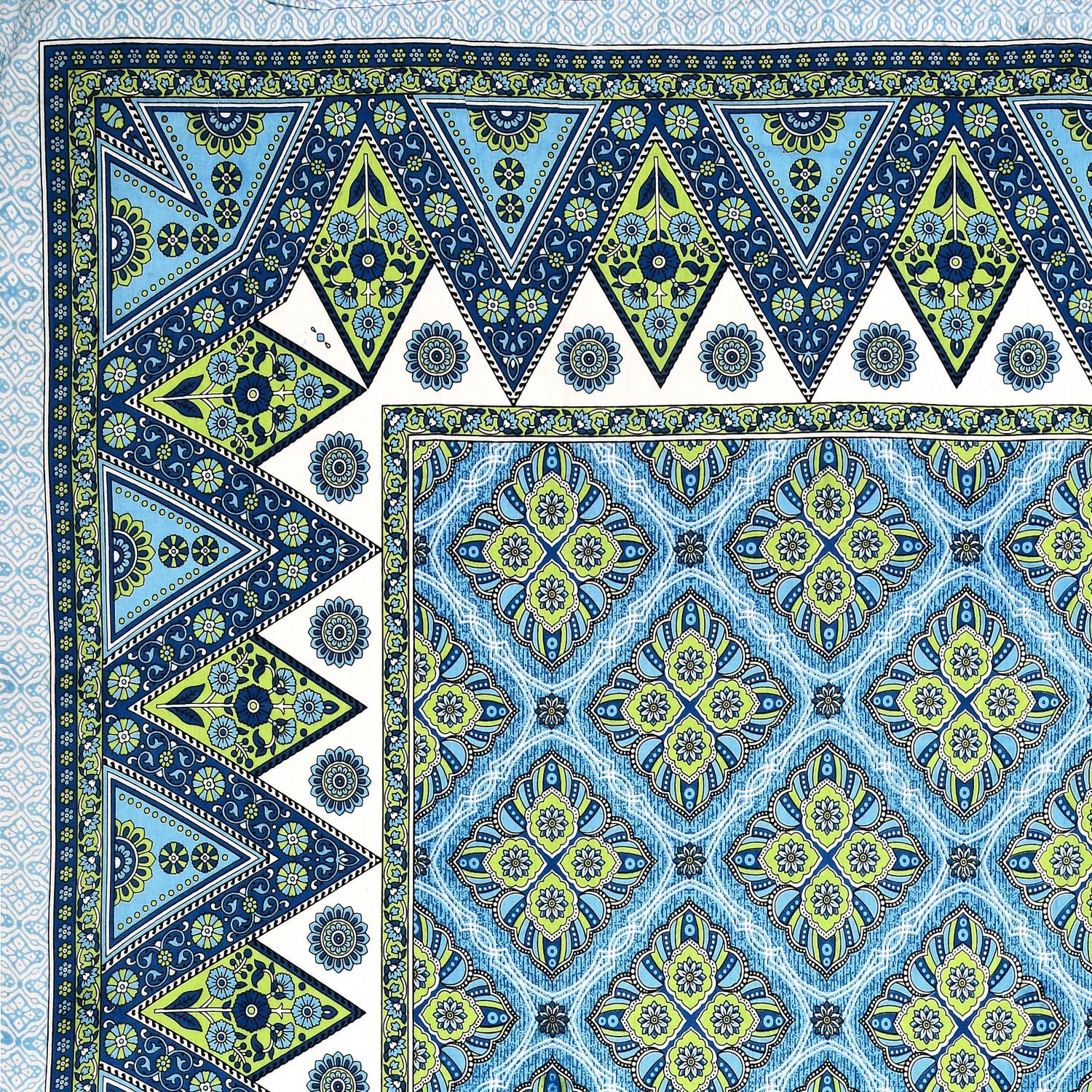 Jaipuri Cotton Double  Flat Bedsheet  With 2 Pillow Cover