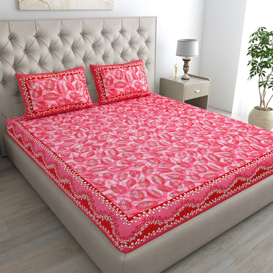 Jaipuri Cotton Double  Flat Bedsheet  With 2 Pillow Cover