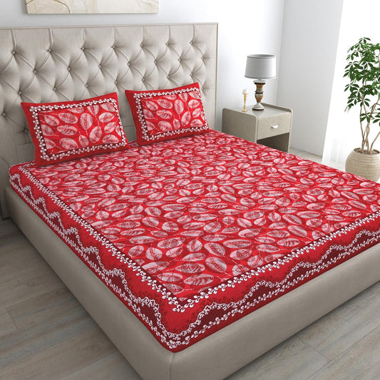 Jaipuri Cotton Double  Flat Bedsheet  With 2 Pillow Cover