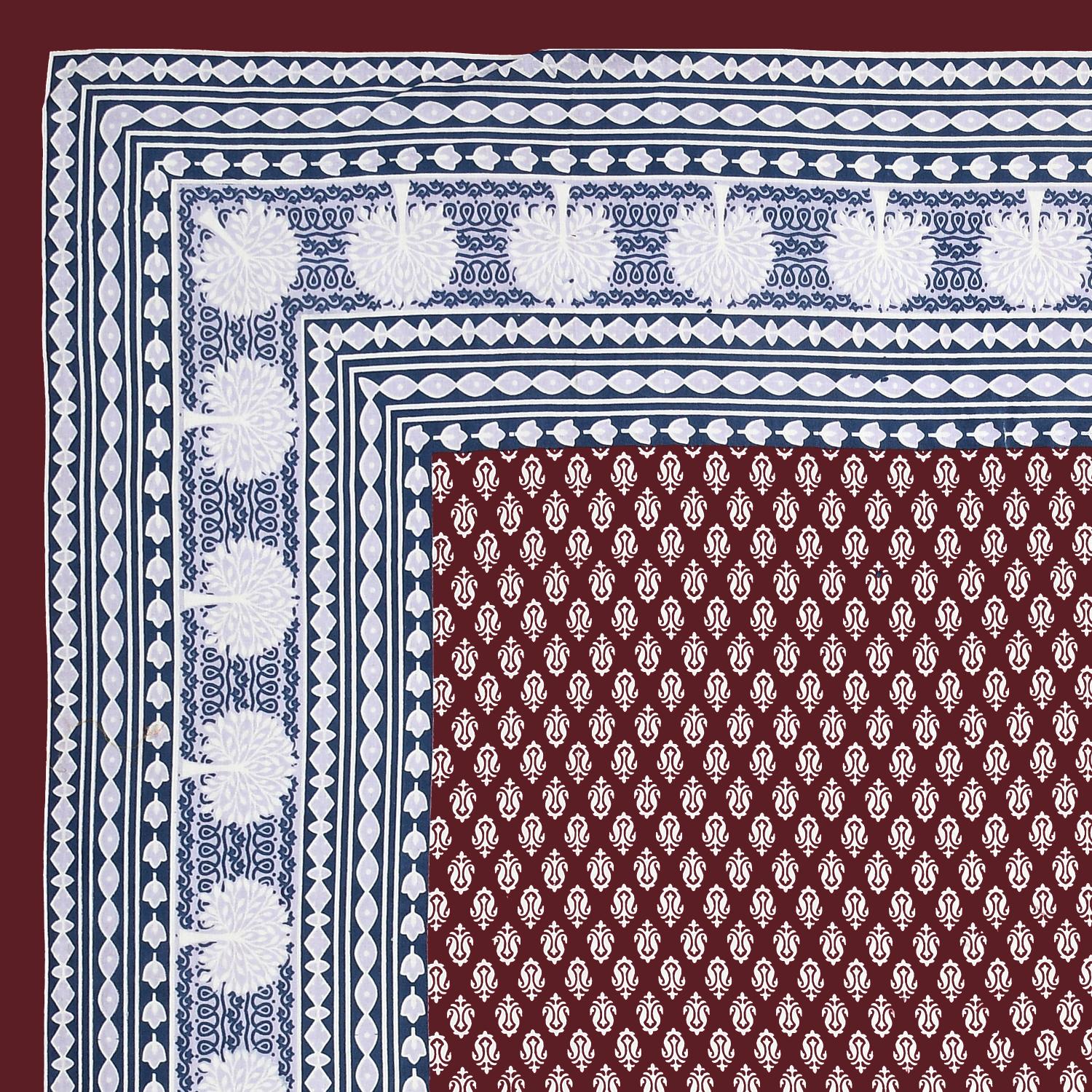 Jaipuri Cotton Double  Flat Bedsheet  With 2 Pillow Cover