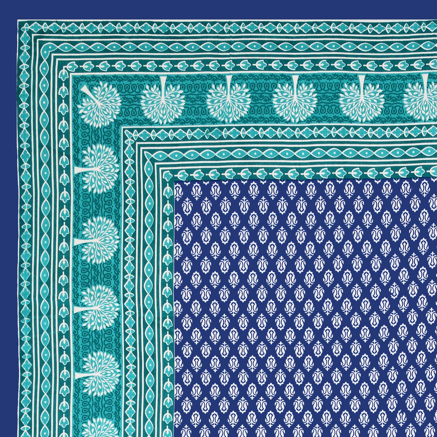 Jaipuri Cotton Double  Flat Bedsheet  With 2 Pillow Cover
