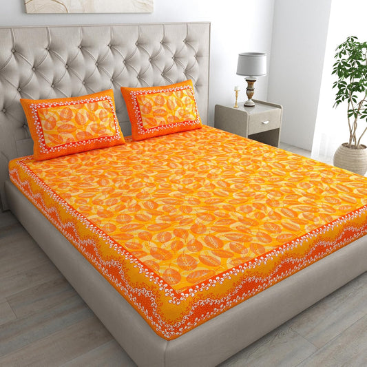 Jaipuri Cotton Double  Flat Bedsheet  With 2 Pillow Cover