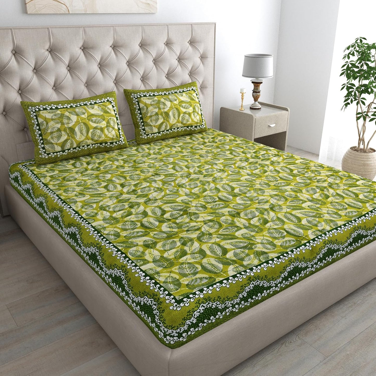 Jaipuri Cotton Double  Flat Bedsheet  With 2 Pillow Cover