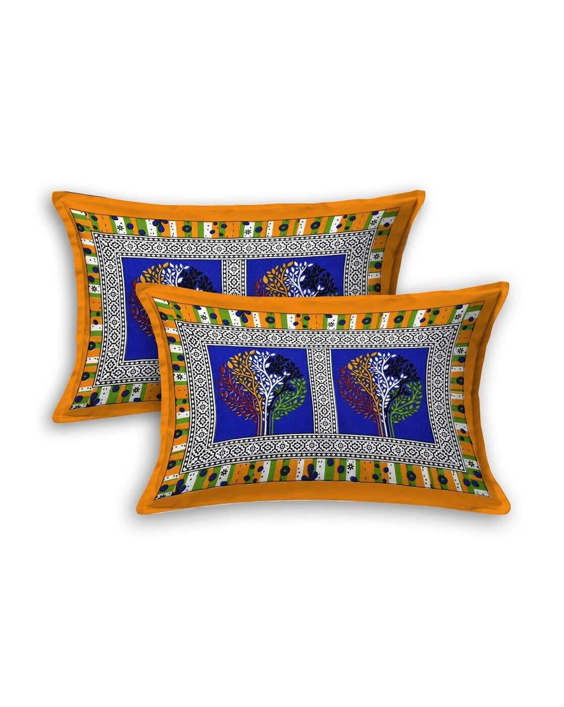 Rajasthani Jaipuri Traditional Double Bed Bedsheet with 2 Pillow Covers - ( Yellow)