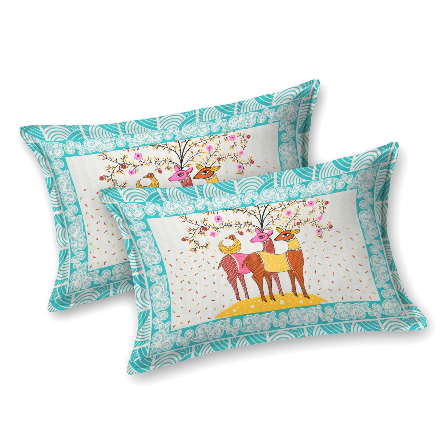 Rajasthani Jaipuri Traditional Double Bed Bedsheet with 2 Pillow Covers