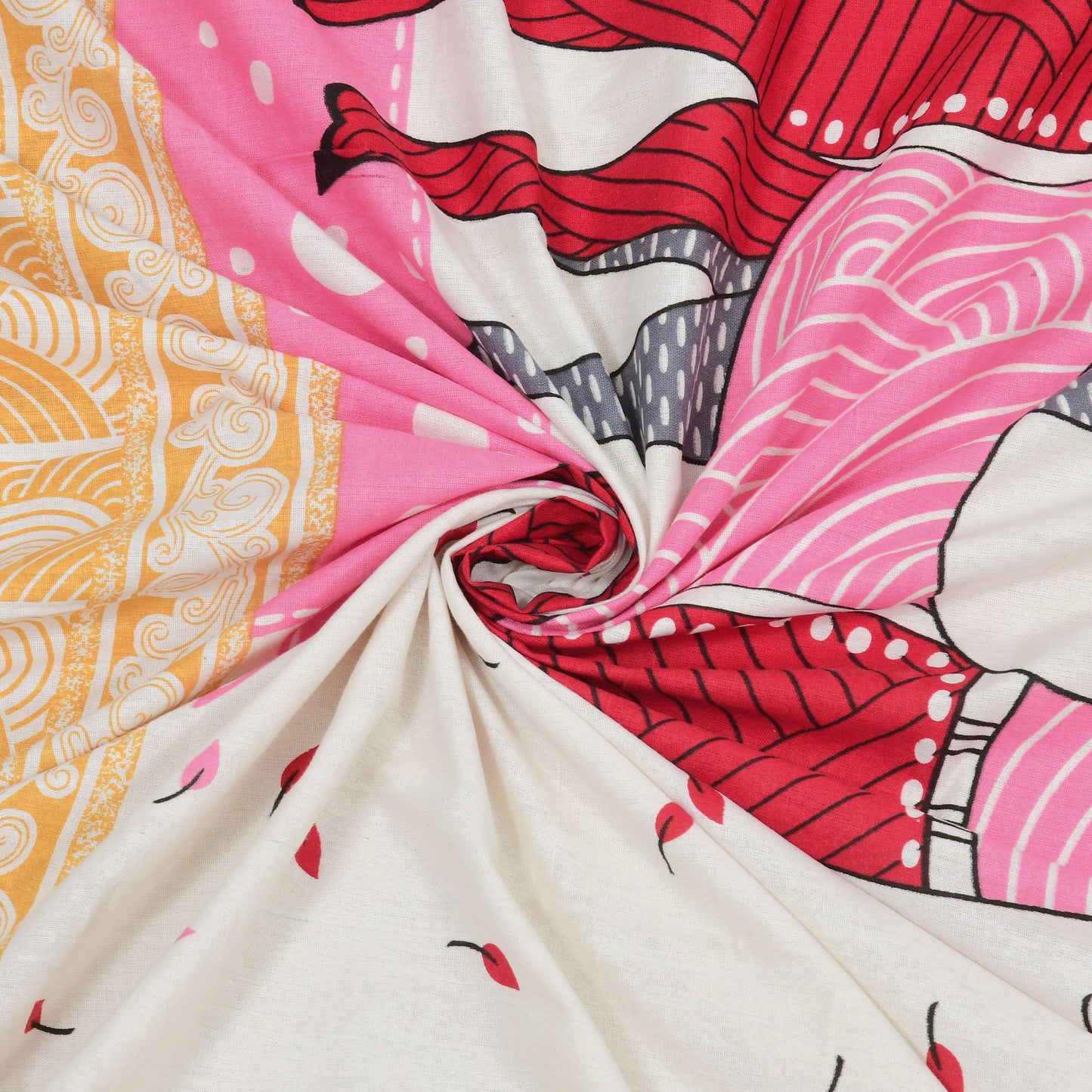 Rajasthani Jaipuri Traditional Double Bed Bedsheet with 2 Pillow Covers