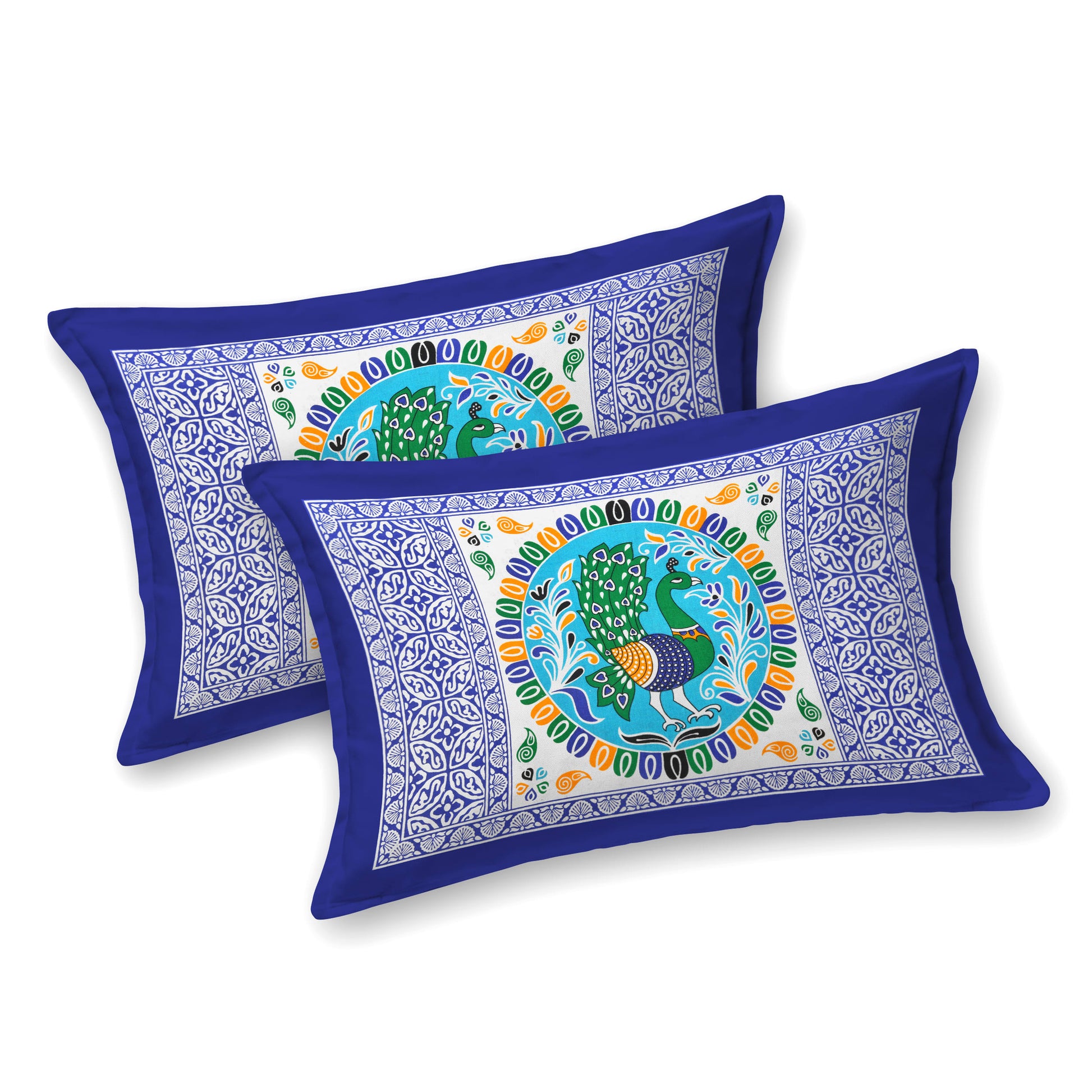 Rajasthani Jaipuri Traditional Double Bed Bedsheet with 2 Pillow Covers
