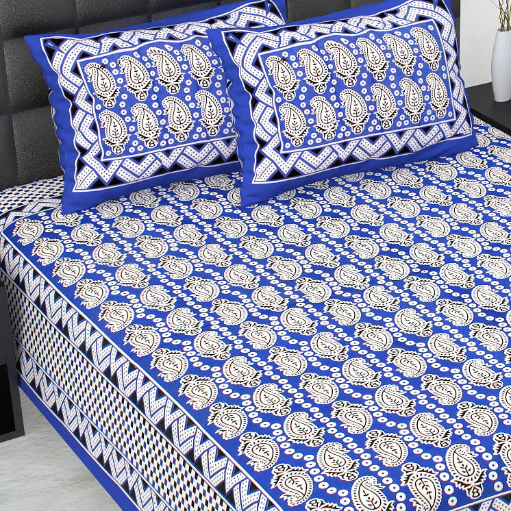 Rajasthani Jaipuri Traditional Double Bed Bedsheet with 2 Pillow Covers