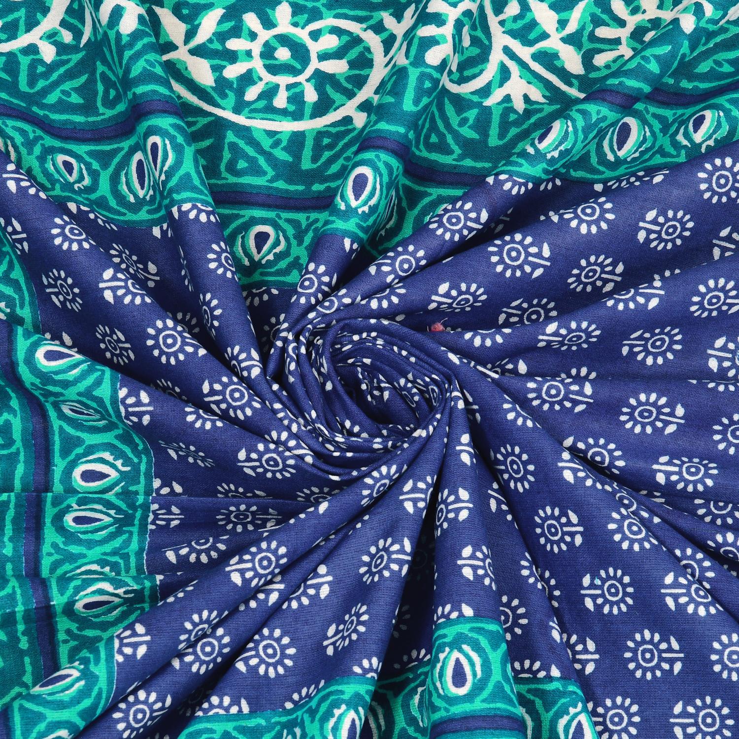 Rajasthani Jaipuri Traditional Double Bed Bedsheet with 2 Pillow Covers