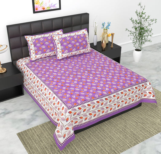 Rajasthani Jaipuri Traditional Double Bed Bedsheet with 2 Pillow Covers