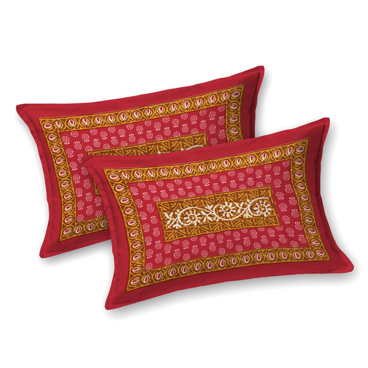 Rajasthani Jaipuri Traditional Double Bed Bedsheet with 2 Pillow Covers