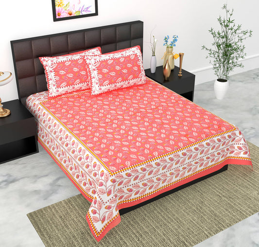 Rajasthani Jaipuri Traditional Double Bed Bedsheet with 2 Pillow Covers
