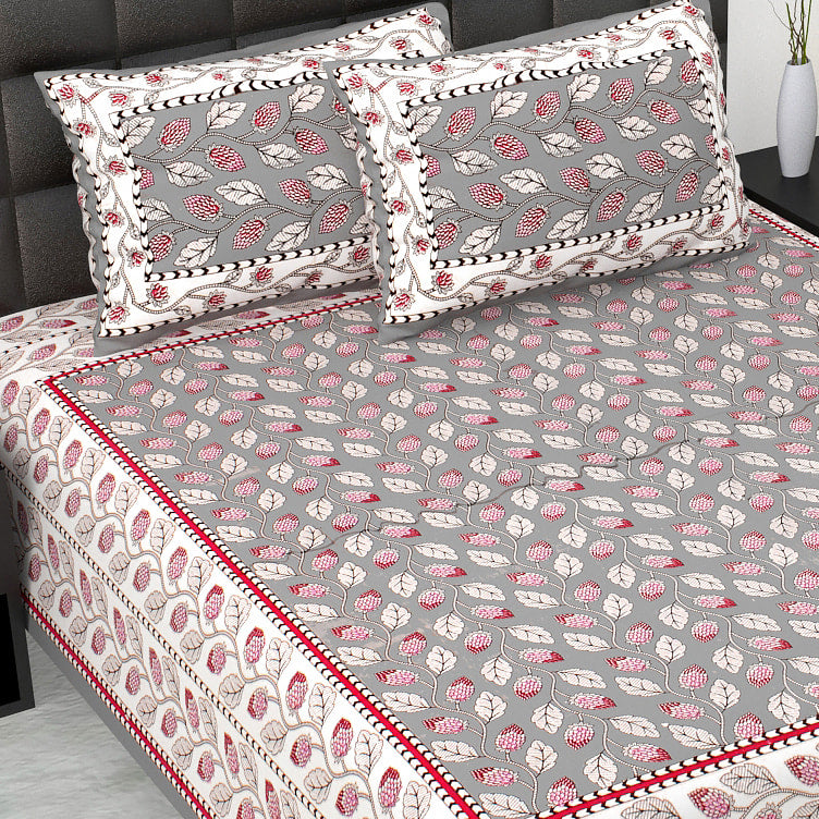 Rajasthani Jaipuri Traditional Double Bed Bedsheet with 2 Pillow Covers