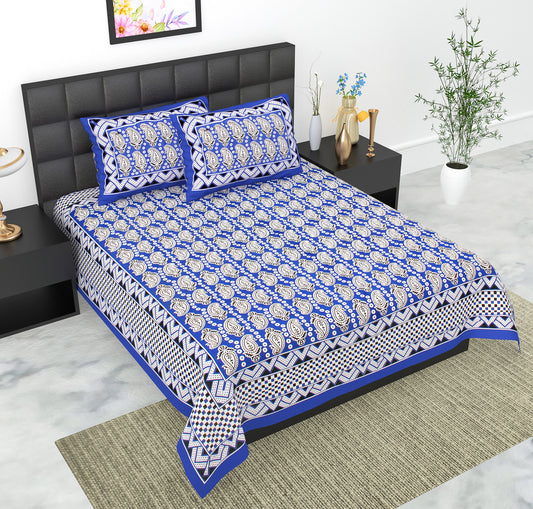 Rajasthani Jaipuri Traditional Double Bed Bedsheet with 2 Pillow Covers