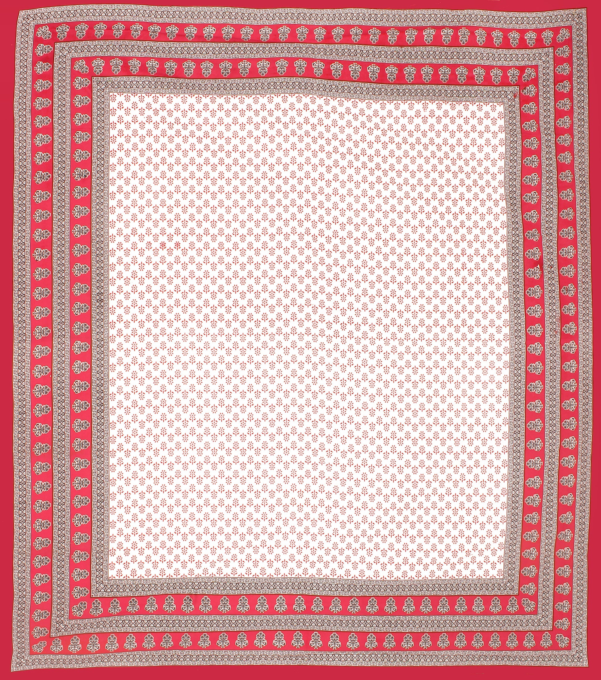 Rajasthani Jaipuri Traditional Double Bed Bedsheet with 2 Pillow Covers -(Red)