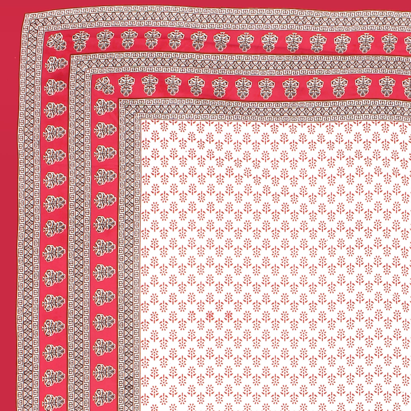 Rajasthani Jaipuri Traditional Double Bed Bedsheet with 2 Pillow Covers -(Red)