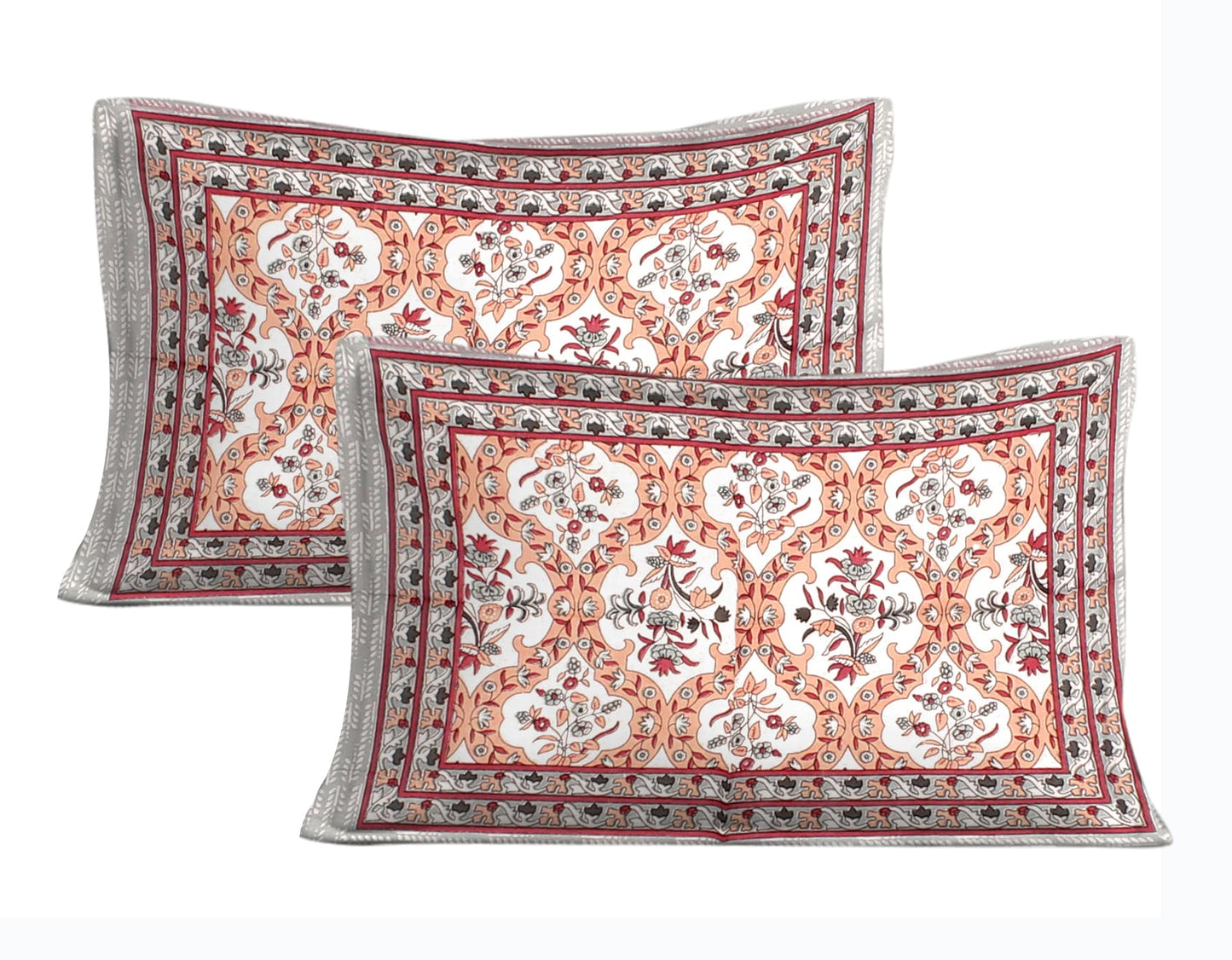 Rajasthani Jaipuri Traditional Double Bed Bedsheet with 2 Pillow Covers -(Red)