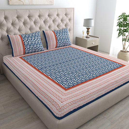Rajasthani Jaipuri Traditional Double Bed Bedsheet with 2 Pillow Covers -