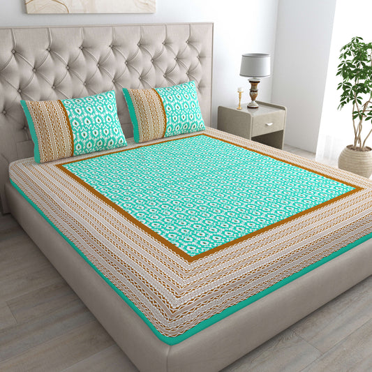 Rajasthani Jaipuri Traditional Double Bed Bedsheet with 2 Pillow Covers -