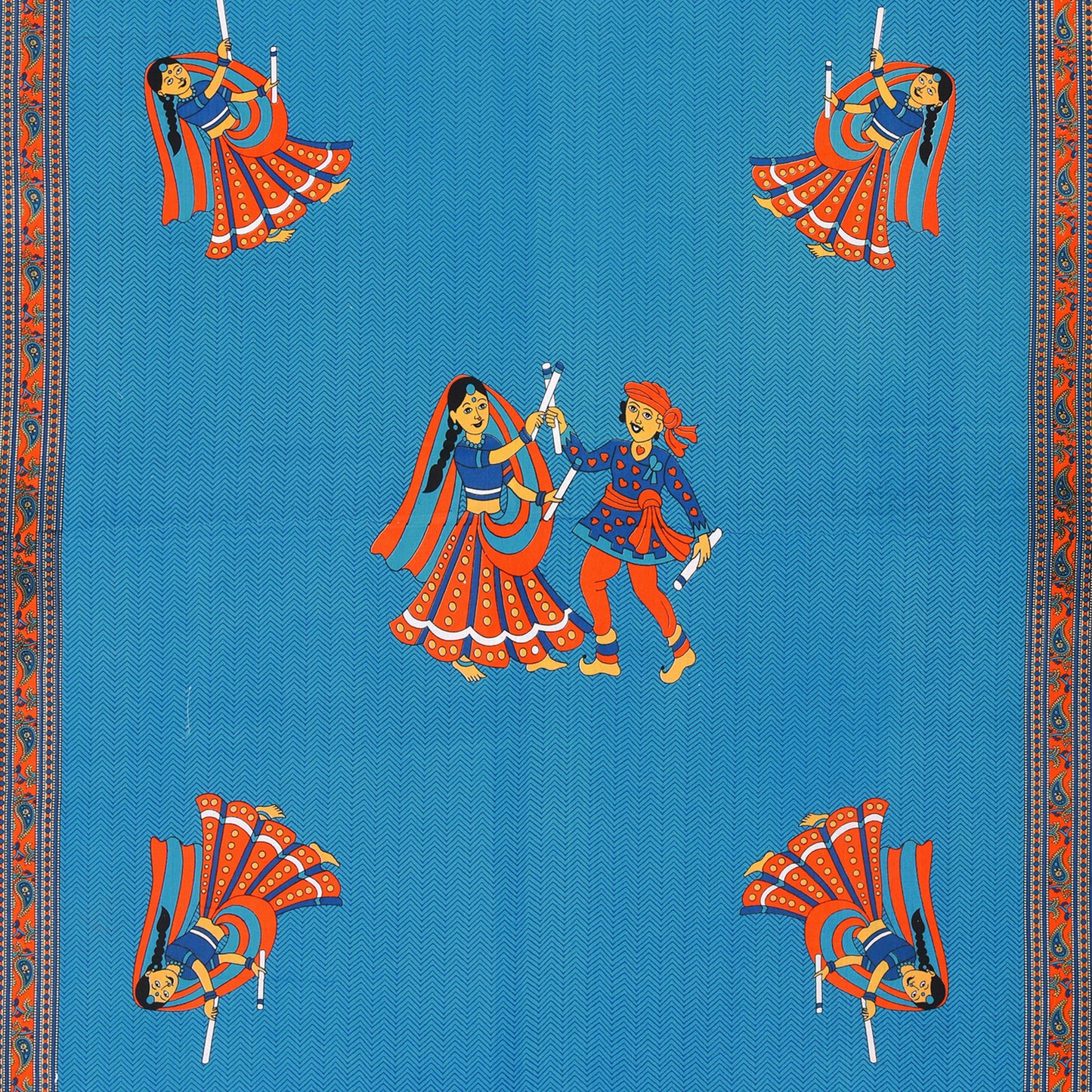 Rajasthani Jaipuri Traditional Double Bed Bedsheet with 2 Pillow Covers - ( Blue)