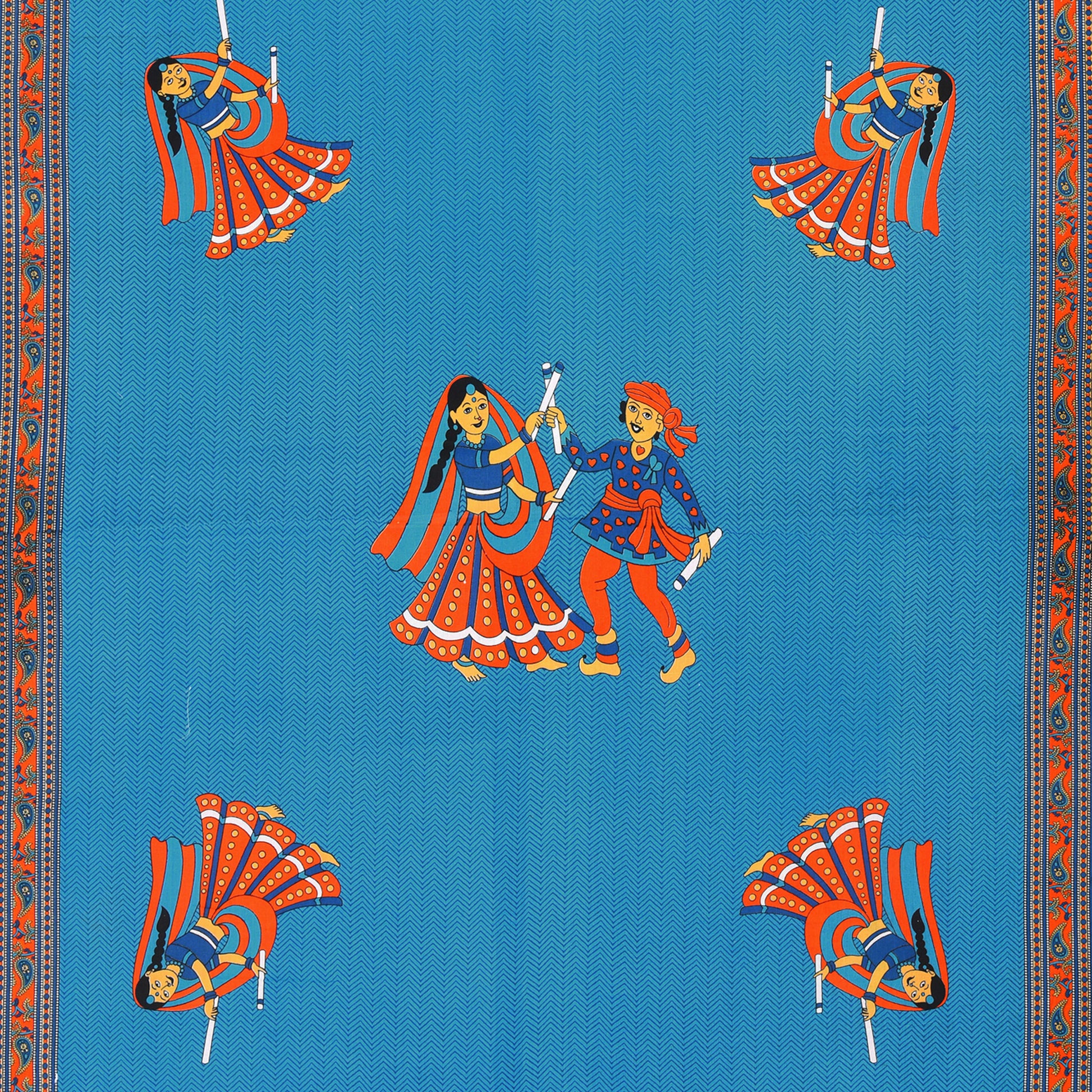 Rajasthani Jaipuri Traditional Double Bed Bedsheet with 2 Pillow Covers - ( Blue)