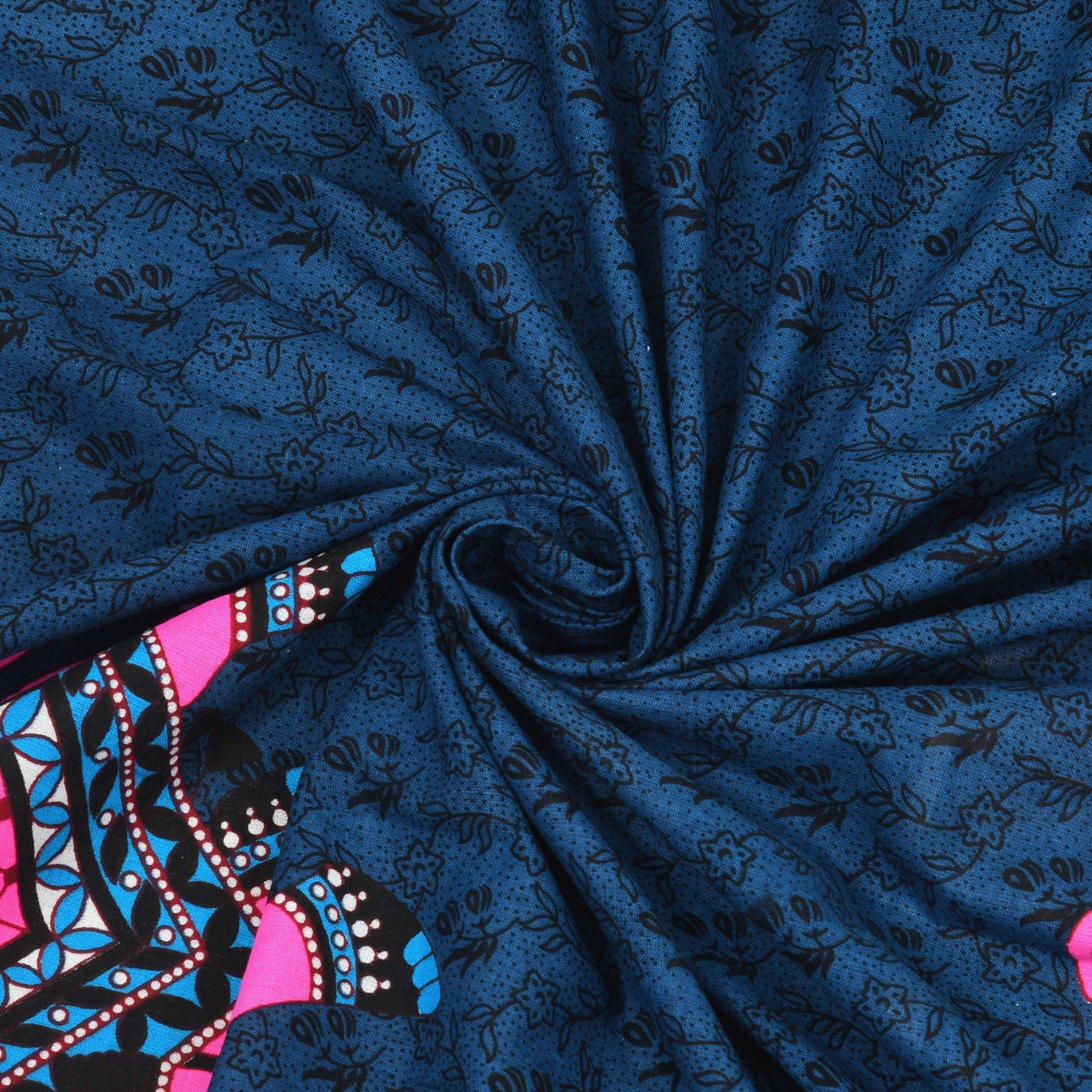 Rajasthani Jaipuri Traditional Double Bed Bedsheet with 2 Pillow Covers - ( Blue)