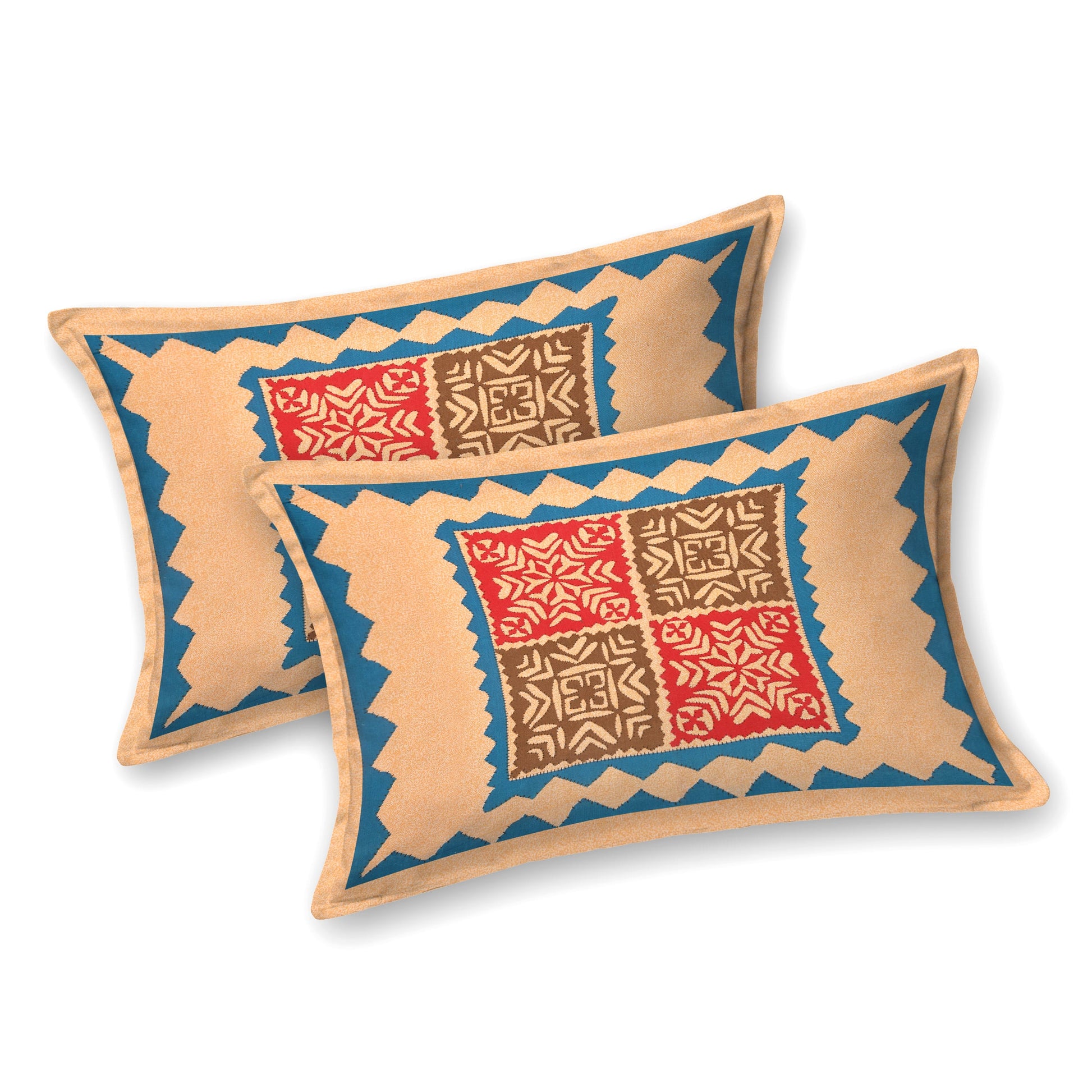 Rajasthani Jaipuri Traditional Double Bed Bedsheet with 2 Pillow Covers - ( Blue)