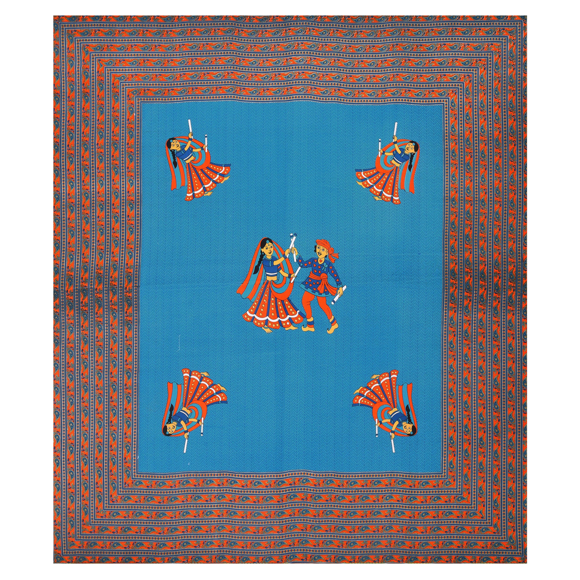 Rajasthani Jaipuri Traditional Double Bed Bedsheet with 2 Pillow Covers - ( Blue)